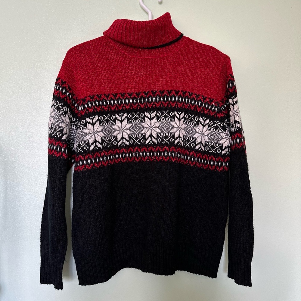 Made in Korea Vintage Turtleneck Sweater Christmas Snowflake Design